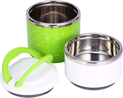 Vista 7 de Aramox Caja de almuerzo térmica térmica de aislamiento de acero inoxidable de 2 capas Contenedor de comida Caja de almuerzo de compartimento