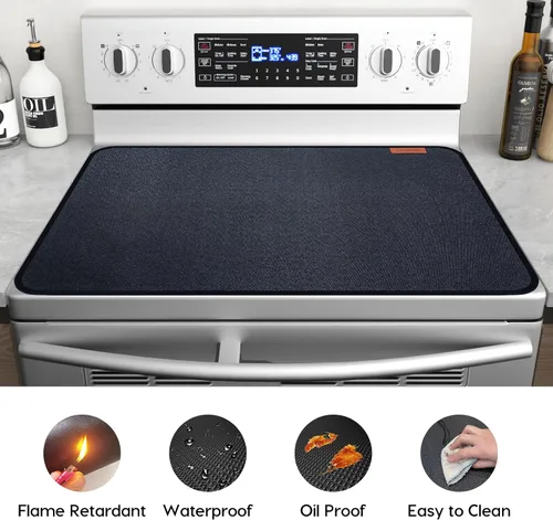 Vista 5 de Cubierta de estufa ignífuga para estufa eléctrica, protector superior de vidrio de 28.5" Material seguro de 3 capas, ignífugo, impermeable