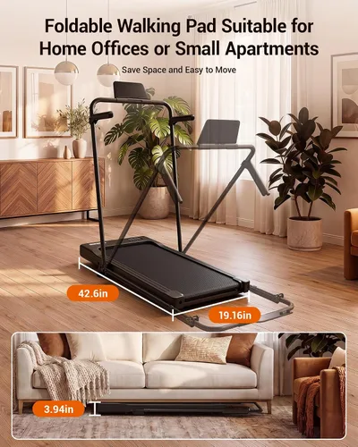 Vista 7 de Superun Walking Pad with 6% Incline, 3 in 1 Portable Treadmill for Home Negro carbón