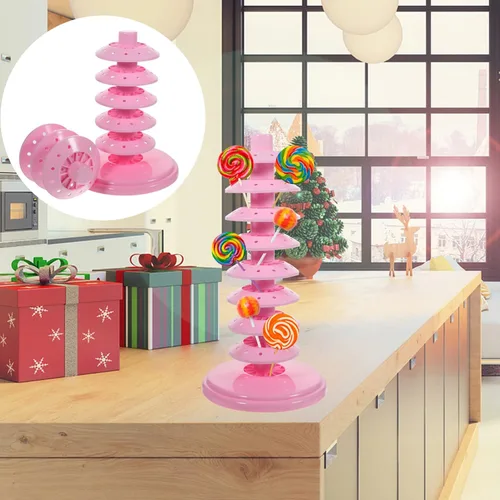 Vista 7 de Hemoton Soporte ajustable de múltiples niveles para piruletas de material de PP para bodas, fiestas, tiendas, exhibiciones decorativas de mesa