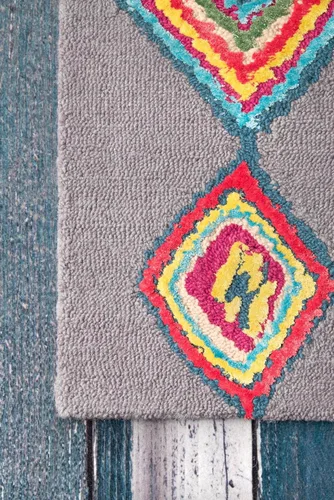 Vista 3 de NuLOOM Belini Alfombra de lana con acento a mano, 2 pies x 3 pies, color marfil Nuloom Belini Trellis - Alfombra de lana para sala de estar
