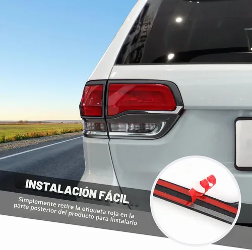 Vista 6 de Jimen Bisel de cubierta de la luz trasera compatible con Jeep Grand Cherokee 2014-2020 (negro)