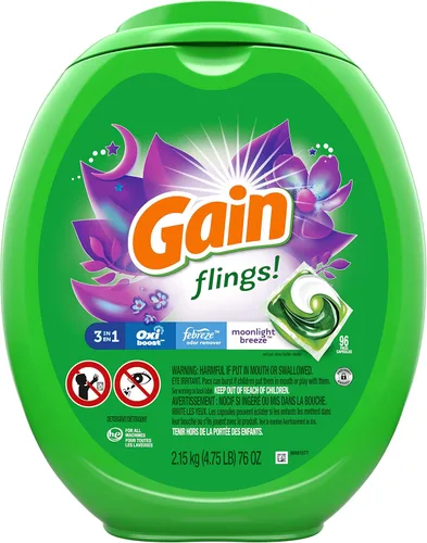 Vista 16 de Gain Flings! Jabón líquido para ropa sucia, compatible con HE, paquete de 3 bolsas, 111 unidades, aroma de larga duración, aroma a brisa feliz