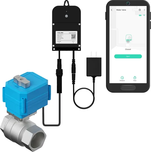Vista 11 de Kit de control de válvula inteligente inalámbrico YoLink, válvula motorizada de acero inoxidable certificada NSF de 1/2", controlador inalámbrico 2