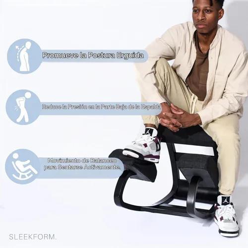 Vista 3 de Sleekform Silla ergonómica de rodillas Taburete balanceado de madera Silla de postura para malas espaldas, dolor de cuello y alivio de tensión