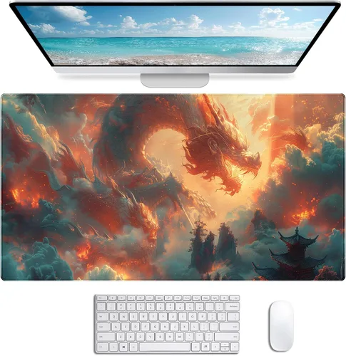 Vista 14 de Alfombrilla de ratón para juegos grande con bandera americana, alfombrilla XXL para laptop y teclado, decoración de escritorio de oficina de 35.4 x