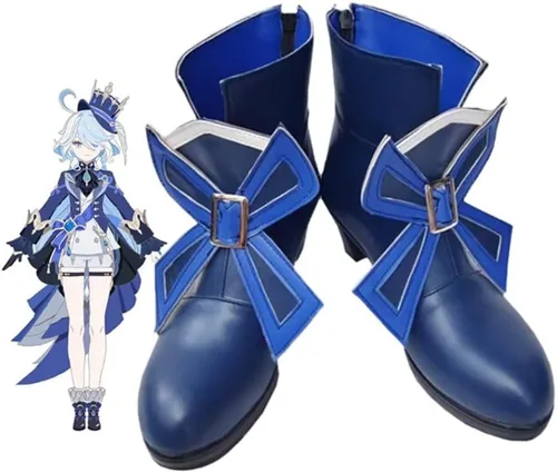 Vista 3 de Genshin Impact Furina - Zapatos de cosplay para Halloween, carnaval, fiesta, traje para mujeres y hombres, juego de rol