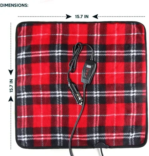 Vista 2 de ZONETECH Almohadilla de calentamiento a cuadros rojos, calienta en climas fríos, tamaño perfecto para mascotas (paquete de 2 cuadros rojos)