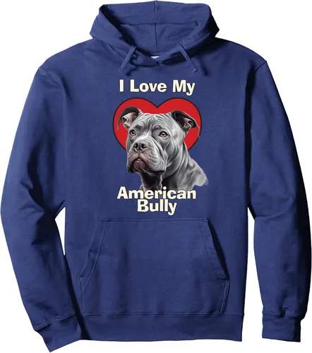 Vista 5 de I Love My American Bully Puppy Dog Pullover Hoodie Negro