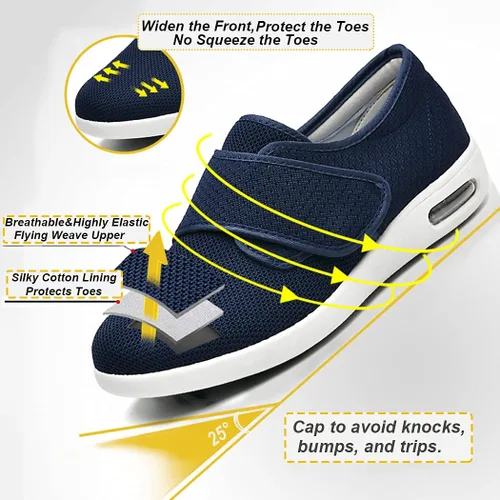 Vista 2 de W&LESVAGO Zapatillas para caminar diabéticas de ancho ancho ancho para mujer con cojín de aire, ligeras y ajustables para artritis pies hinchados