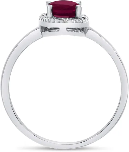 Vista 5 de Direct-Jewelry Anillo de diamantes y rubí ovalado de oro blanco de 10k