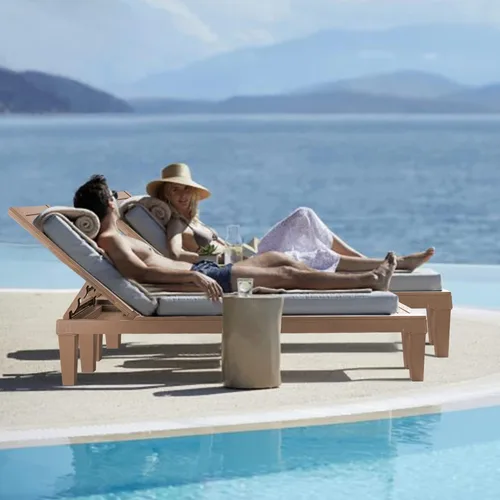 Vista 8 de HOOYEAH Tumbona para exteriores, 4 piezas, silla de piscina ajustable con respaldo de 5 posiciones, tumbonas impermeables, silla duradera para Gris