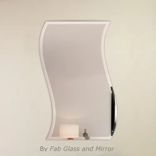 Vista 6 de Fab Glass and Mirror M-Wavy-HKS - Espejo de pared ondulado biselado sin marco con ganchos, 24 x 36 pulgadas
