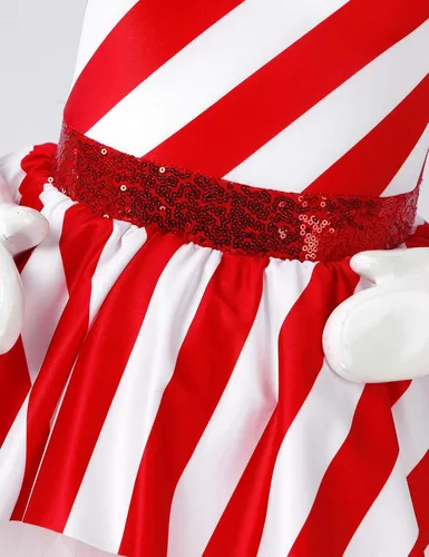 Vista 5 de YiZYiF Disfraz de baile de dulces de Navidad para niñas y niñas, sin mangas, vestido de leotardo de princesa con tutú