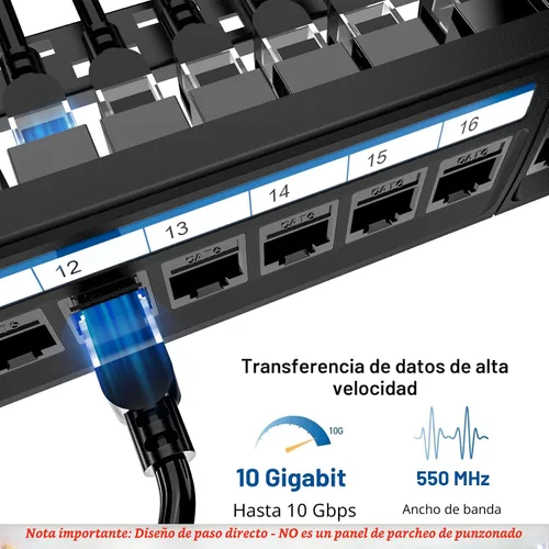 Vista 2 de Jadaol [Listado UL] Panel de Parches de 24 Puertos para Montaje en Rack o Montaje en Pared de 19 Pulgadas, Panel de Red Cat 6 de 1U Precargado