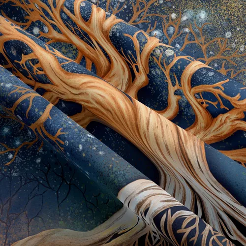 Vista 4 de Tapzen Tapiz de árbol de la vida con diseño de estrella para dormitorio, diseño de bosque natural, para colgar en la pared, galaxia hippie, bohemio