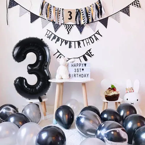 Vista 6 de Globos de números grandes, negros, de 40 pulgadas