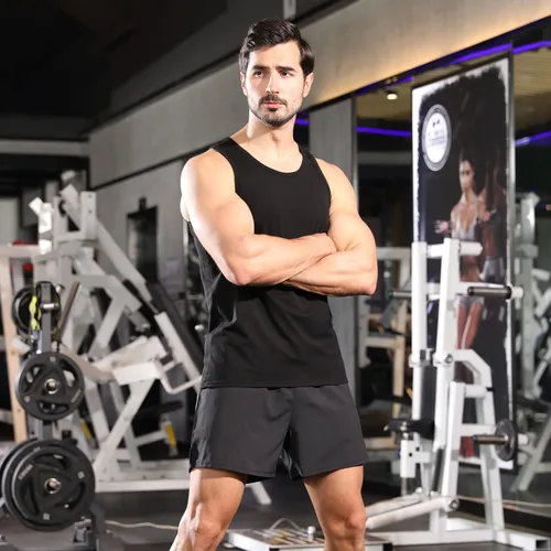 Vista 6 de Camiseta sin mangas para hombre, chaleco de algodón, sin mangas, para gimnasio, entrenamiento, culturismo, fitness, muscular, camisetas