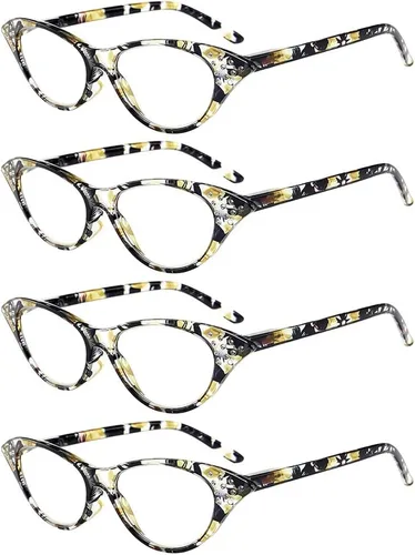 Vista 9 de Paquete de 4 lentes de lectura, diseño de moda vintage con diamantes de imitación de ojo