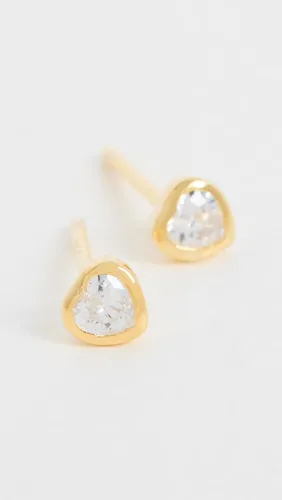 Vista 3 de By Adina Eden Aretes solitarios con bisel de corazón para mujer