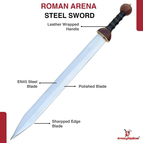 Vista 3 de Armory Replicas Colección de réplicas de espada corta y gladio romano con cuchillas de acero, vainas de cuero y diseños históricos