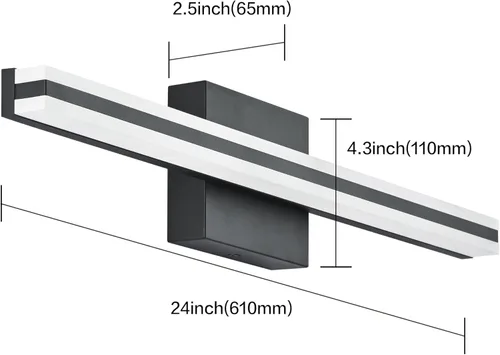 Vista 4 de SOLFART Luces de tocador de baño sobre espejo 14W 60 cm Luz de baño moderna negra 6000K ND
