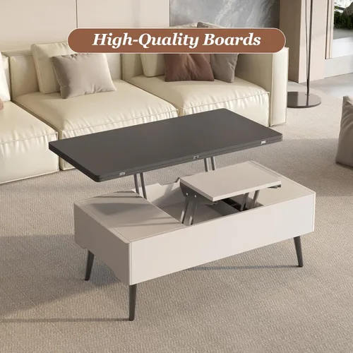 Vista 3 de HOTICKME Mesa auxiliar multifunción 3 en 1 con parte superior elevable, mesa auxiliar de 42.99 pulgadas que se convierte en mesa de comedor con 2