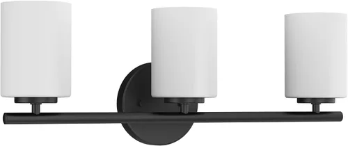 Vista 40 de Progress Lighting Lámpara moderna de tocador de baño de cristal blanco grabado con 4 luces, colección Replay, níquel cepillado (P2160-09)