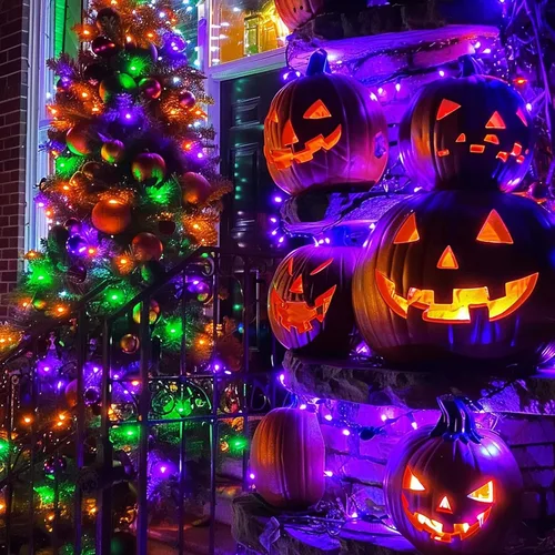 Vista 4 de Dazzle Bright Mini cadena de 200 luces LED de Halloween, 65 pies, conectables, impermeables, 8 modos, luces de hadas para interiores y exteriores