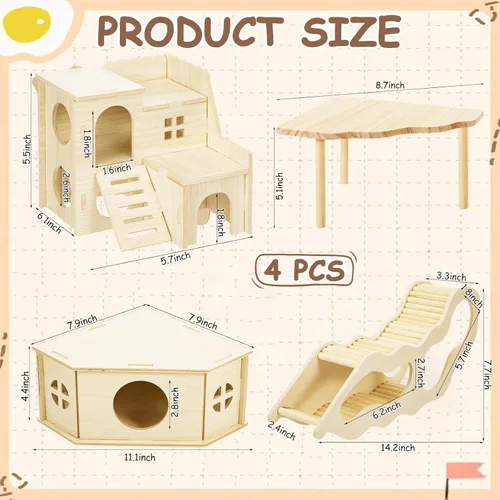 Vista 2 de Breezehug 4 piezas de jaula de hámster accesorios hámster plataforma