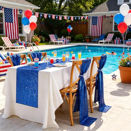 Vista 7 de yuboo Paquete de 6 caminos de mesa de lentejuelas azul rey de 12 x 72 pulgadas con purpurina a granel para decoraciones de bodas, fiestas