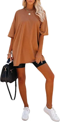 Vista 5 de Remidoo Camiseta casual de manga corta con cuello redondo y manga corta para mujer