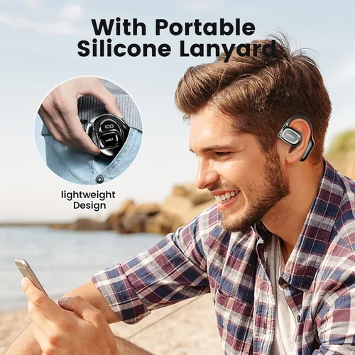 Vista 2 de Auriculares sobre la oreja, auriculares Bluetooth 5.4 deportivos con pantalla LED, auriculares inalámbricos Bluetooth de 30 a 40 horas