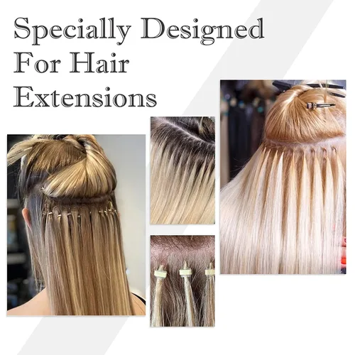 Vista 7 de Kit de herramientas de extensiones de cabello, 500 piezas de cuentas de microanillo, 1 alicates de extensión de cabello, 1 aguja de gancho, 1 lazo