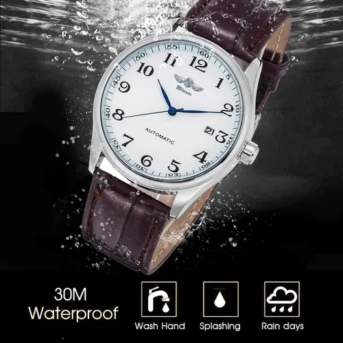 Vista 3 de MASTOP Reloj mecánico automático de negocios Casual Top marca de cuero relojes de pulsera impermeable deporte cronógrafo