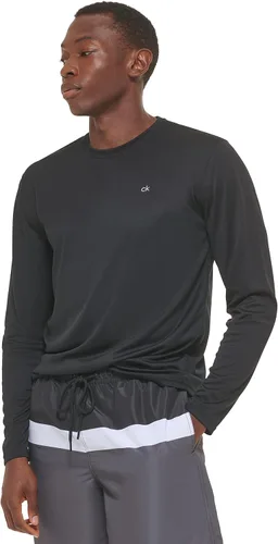 Vista 2 de Calvin Klein Manga larga ligera de secado rápido para hombre, protección UPF 40+, Negro