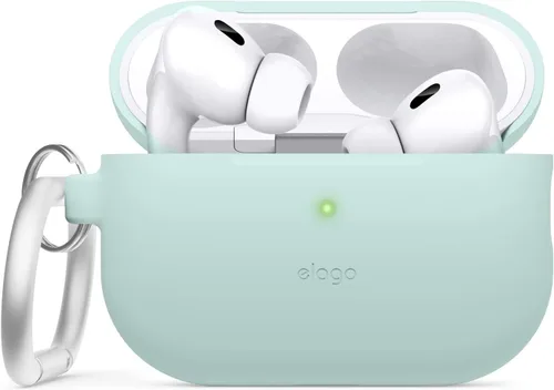 Vista 14 de elago Funda compatible con AirPods Pro 2 (2022), funda de silicona con llavero, LED frontal visible, soporta carga inalámbrica [negro]