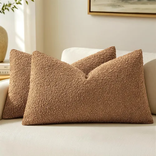 Vista 34 de MIULEE - Fundas de almohada decorativas para sofá lumbar de 16 x 16 pulgadas, color beige Set of 2 Textured Neutral Throw Pillow Covers, Accent