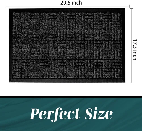 Vista 2 de HOMWE Juego de 2 tapetes para puerta delantera, 29.5 x 17.5 pulgadas, tapete para puerta de entrada y patio trasero, seguro para interiores