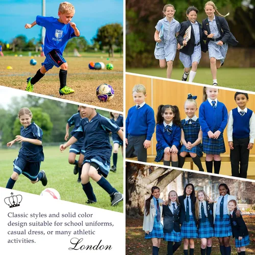 Vista 7 de American Trends Calcetines altos hasta la rodilla para niños y niñas, uniforme escolar, calcetines de vestir, calcetines largos de tubo sin