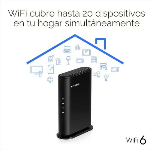 Vista 6 de NETGEAR Enrutador WiFi 6 de 4 flujos (R6700AX): solo enrutador, velocidad inalámbrica AX1800 (hasta 1.8 Gbps), cubre hasta 1500 pies cuadrados, 20