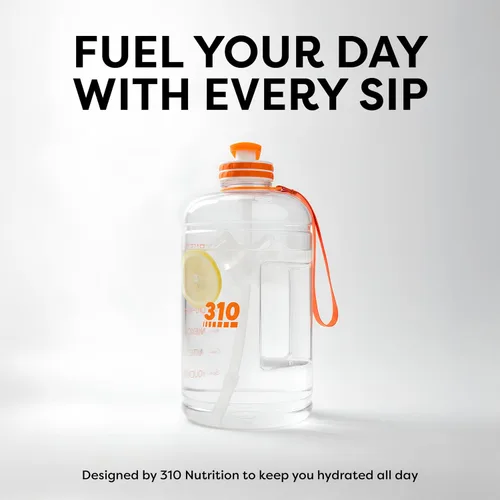 Vista 8 de 310 Nutrition Mega Hydration Bottle de 64 onzas, botella de agua grande sin BPA con marcadores de tiempo, boca ancha y asa de transporte