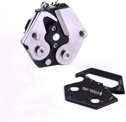 Vista 3 de Llavero de tarjeta multiherramienta, kit hexagonal con juego de destornilladores de micro, abridor de botellas, herramientas EDC, multiusos, juego