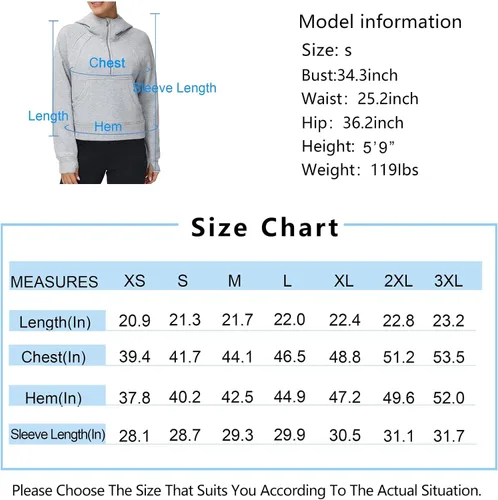Vista 7 de THE GYM PEOPLE Sudaderas con capucha para mujer, media cremallera, manga larga, forro polar, con bolsillos, agujero para el pulgar