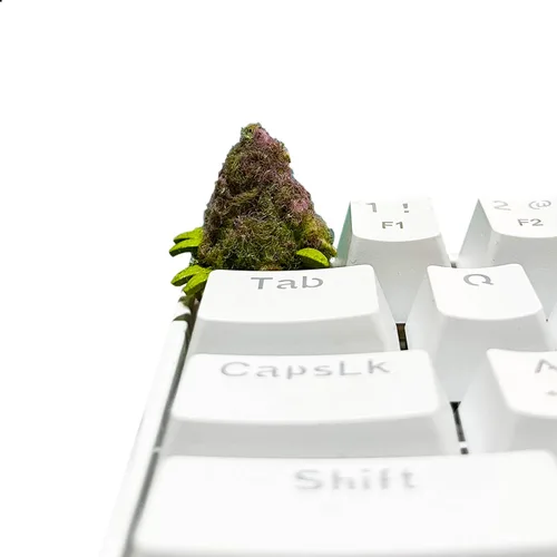 Vista 4 de Teclado personalizado para teclado mecánico para juegos - Diseño de flores de marihuana (violeta)