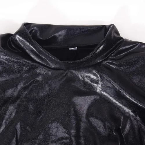 Vista 6 de GUXMO Vestido ajustado de manga larga para mujer, con brillantina, sexy, fruncido, con almohadillas para los hombros, para fiesta, club, noche