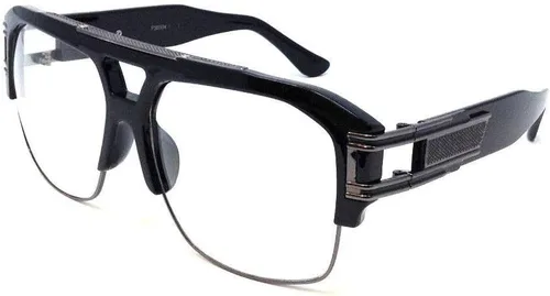 Vista 10 de Gazelle B-Boy - Gafas de sol estilo aviador retro cuadradas de metal y plástico Marco negro y dorado.