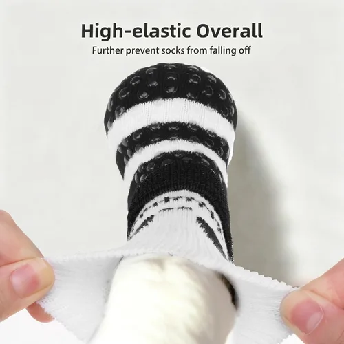 Vista 3 de PUPTECK Calcetines antideslizantes para perros con agarres de doble cara para perros pequeños, medianos y grandes, suelos de madera dura que evitan