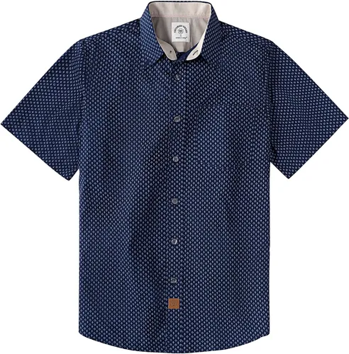 Vista 32 de Dubinik® Camisas de manga corta con botones para hombre, 100% algodón, a cuadros, camisas casuales con bolsillo