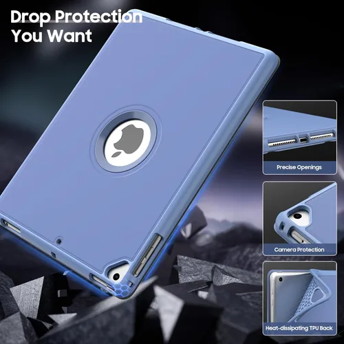 Vista 3 de MoKo Funda para iPad 6ª/5ª Generación (Modelo 2018/2017, 9.7 Pulgadas) con Soporte para Lápiz Apple, Cubierta Inteligente Delgada con Logotipo Hueco
